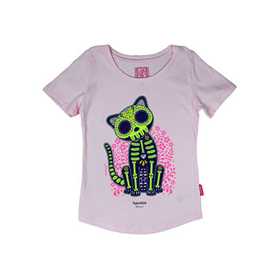 Gato Calavera Niña Rosa